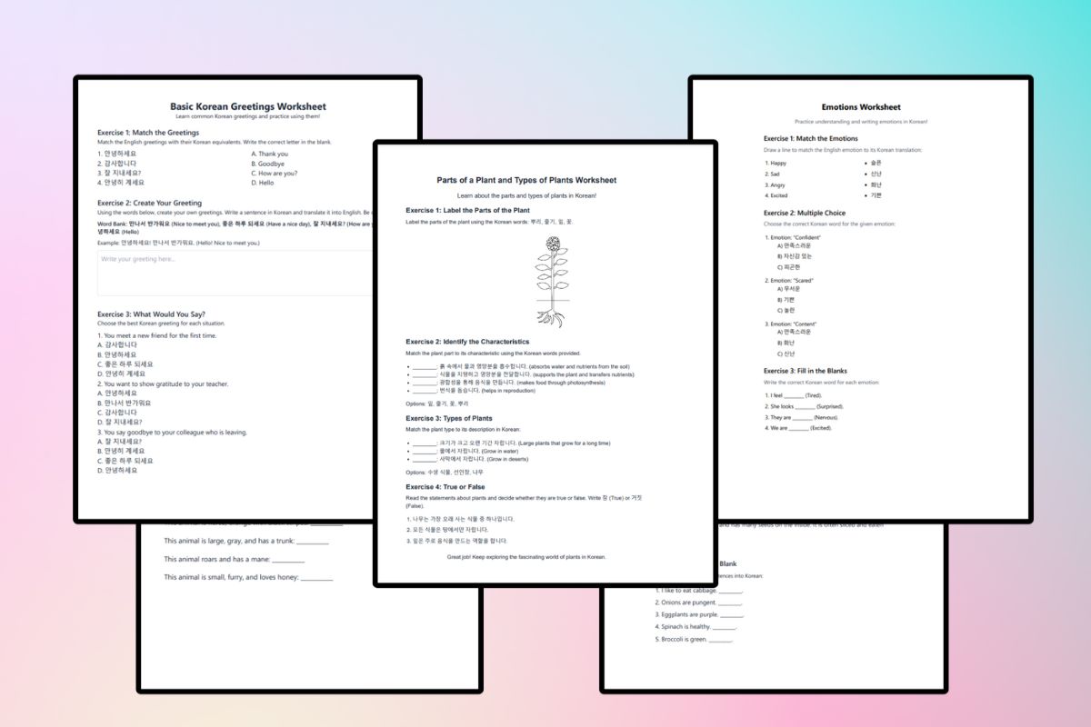 korean worksheets for beginners